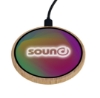 SCX Innovative Design™ Full-Color Bamboo 15W Wireless Charger - Plugged in